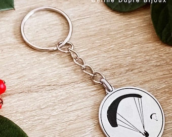 Tinplate key ring - Paraglider ø30mm - model of your choice
