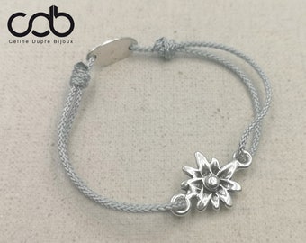 "Edelweiss" armband zilveren afwerking 10 micron - ø15mm kleur naar keuze