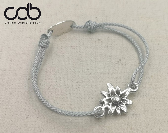 "Edelweiss" bracelet silver finish 10 microns - ø15mm color of your choice