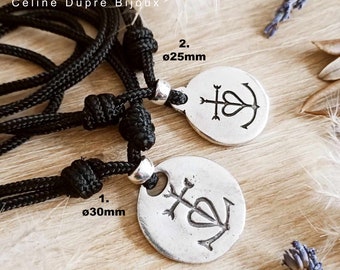 Camargue Cross Necklace - 925 silver finish white iron - adjustable cord color of your choice