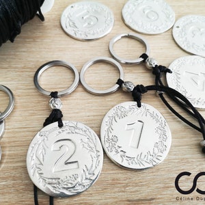 Key ring for dwelling, guest room ø45mm in raw tinplate
