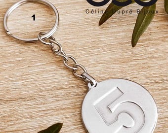 Tinplate key ring - 5 years (wooden anniversary) - ø30mm