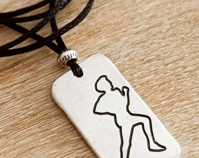 Running Necklace - tin plate with 925 silver finish - Rectangle 20x40mm - adjustable cord