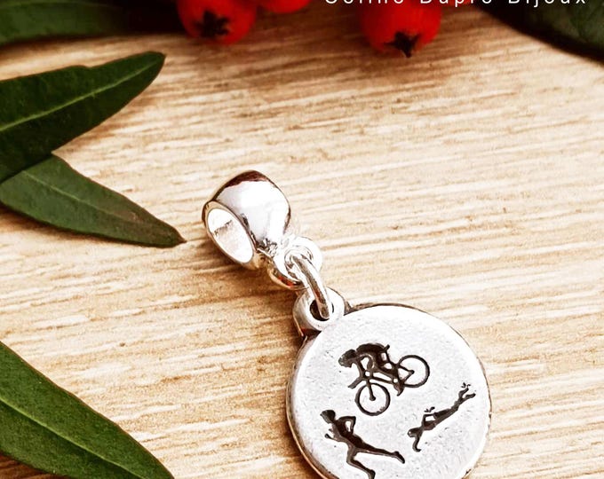 Charm's "Triathlon" for bracelet - ø16mm white iron silver finish