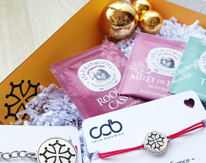 Jewelry box / gift box - Occitan Cross key ring + Occitan Cross bracelet - Made In France