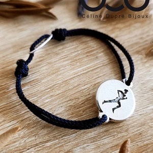 "Running/Running" bracelet - ø16mm - in 925 silver finish tinplate - adjustable cord of your choice