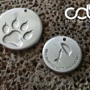 Custom-made dog medal in raw tinplate - double-sided engraving
