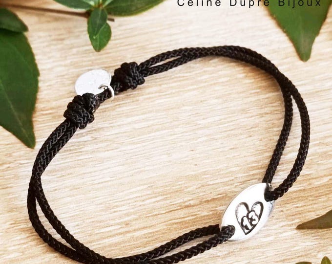 Heart bracelet + 13 (ideal for a Lily of the Valley wedding anniversary) - silver-finished tinplate - Oval 9x15mm