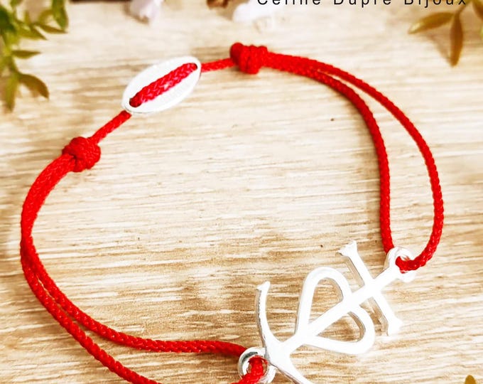 Camargue Cross Bracelet - 925 silver finish iron - 17x23mm - Choice of cord color