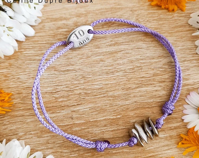 Bracelet for your tinplate wedding - 4 raw tinplate beads - Model with elongated beads + engraving