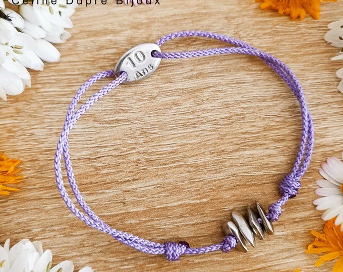 Bracelet for your tin wedding - 4 raw tin beads - Model with elongated beads