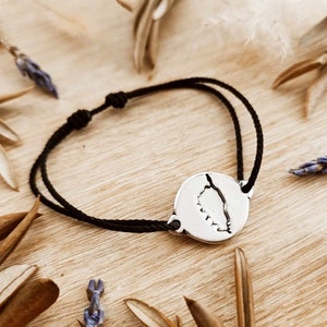 Adjustable &quot;Corsica&quot; bracelet - ø17mm medal - 925 silver finish tinplate - braided cord color of your choice