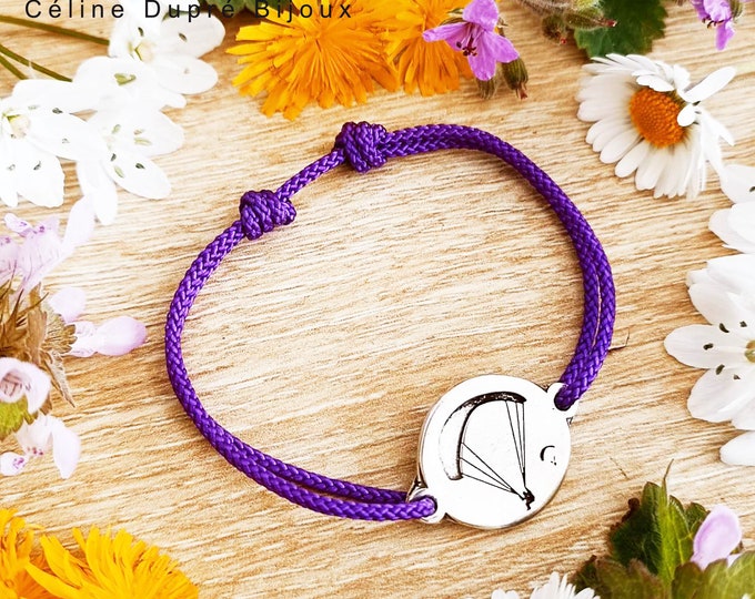 Paraglider Bracelet - Medal in tinplate with 925 silver finish - ø18mm
