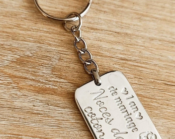 Raw tin heart keychain - 1st wedding anniversary - Cotton anniversary - Rectangle 22x41mm