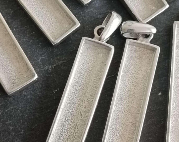 Raw tinplate jewelry base - Rectangle 10x40mm