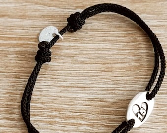 Heart bracelet + 15 (Ideal for a crystal wedding anniversary) - silver-finished tinplate - Oval 9x15mm