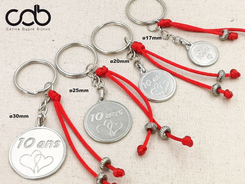 Porte clés pour vos noces d'étain 10 ans de mariage | Etsy