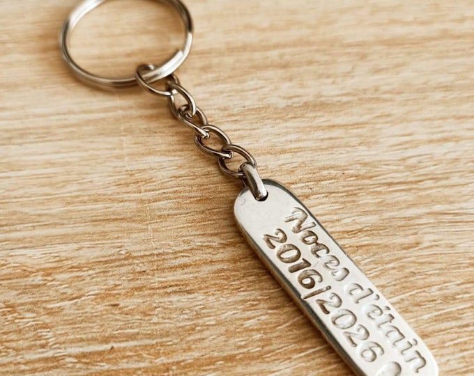 Raw tinplate medal White Iron Wedding 2016/2026 - Rectangle 10x40mm