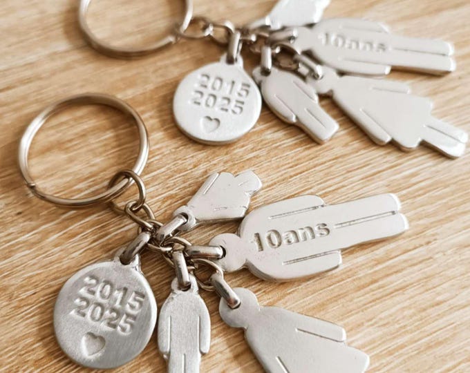 Raw tinplate key ring - family of 3, 4, 5 people - limited edition 2015/2025