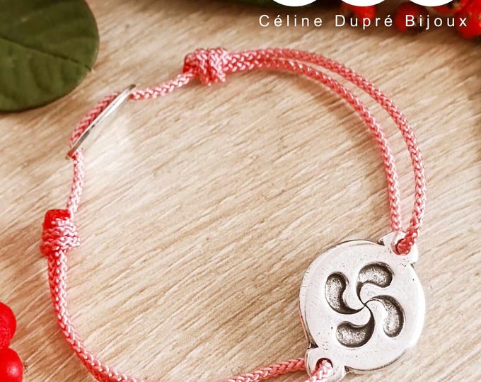 Lauburu bracelet / Basque cross - ø18mm - white iron 925 silver finish