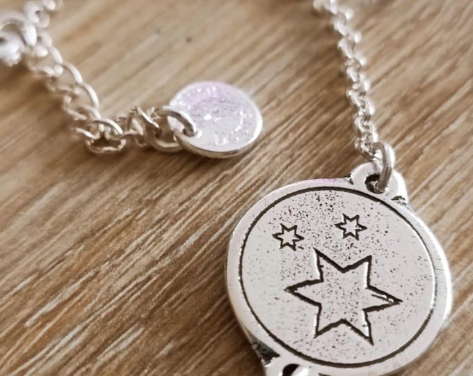 Star bracelet - in tinplate with 925 silver finish - ø18mm - Size of your choice