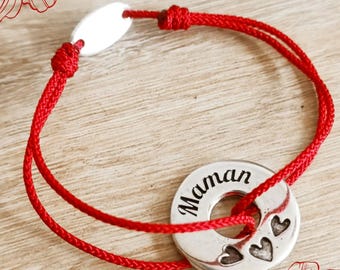 "Maman" bracelet - ø23mm ring - size and color of your choice - Silver finish