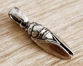 "Cicada" pendant alone or with chain - 925 silver finish - 8x25mm