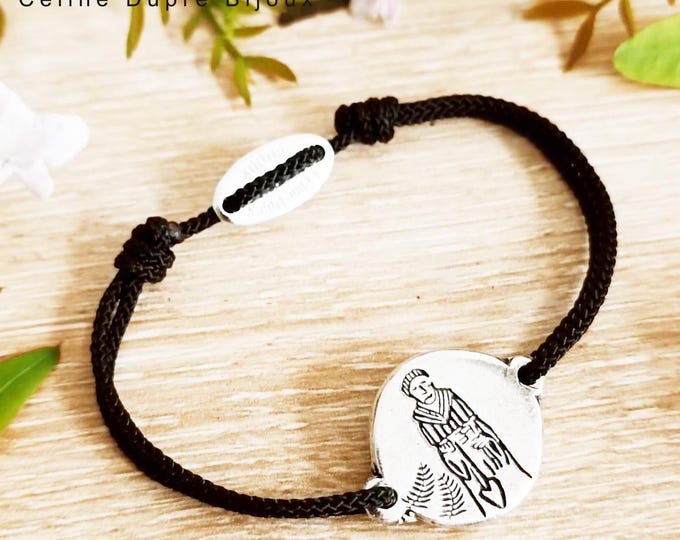 SAINT FIACRE bracelet - 925 silver finish - ø18mm - braided cord of your choice