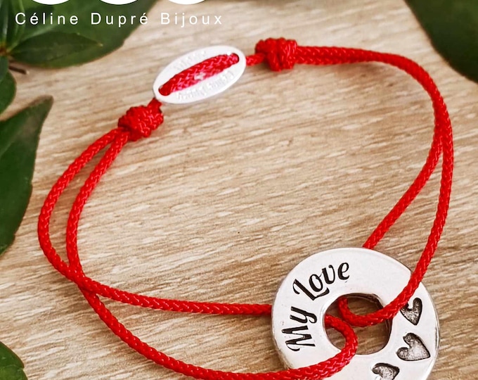 "My Love" bracelet - ø23mm ring - size and color of your choice - Silver finish