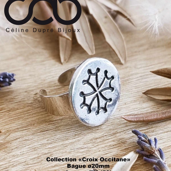 Bague croix occitane taille au choix - finition argent 925