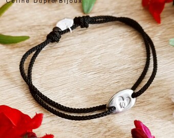 Tin wedding bracelet, 10th anniversary - oval 9x14mm with "Small hollow heart with 10" raw tin