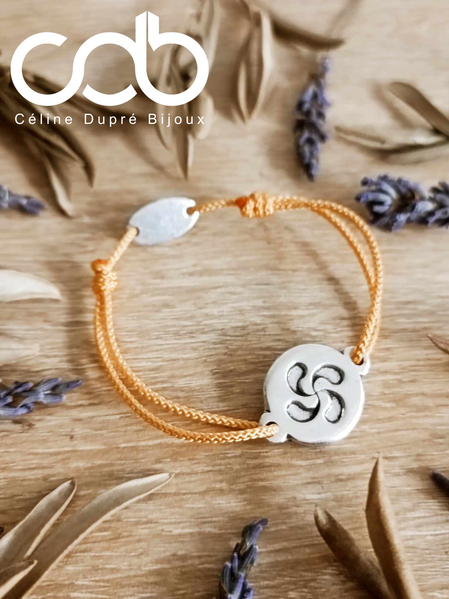 Lauburu bracelet Basque cross o18mm tinplate with 925 silver finish