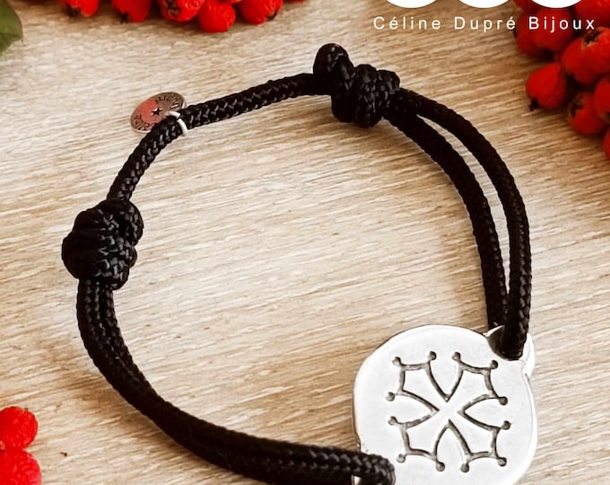 Occitane Cross Bracelet - ø25mm - with ø3mm Paracord cord - size and color of your choice