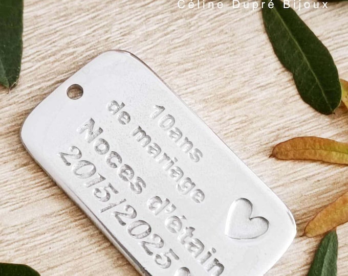 Raw tinplate medal 2015/2025 - Rectangle 20x40mm