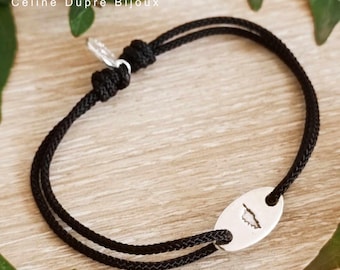 Corsican bracelet - adjustable with 8x16mm oval medal - braided cord of your choice