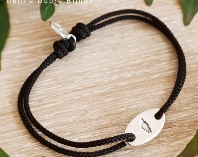 Corsican bracelet - adjustable with 8x16mm oval medal - braided cord of your choice