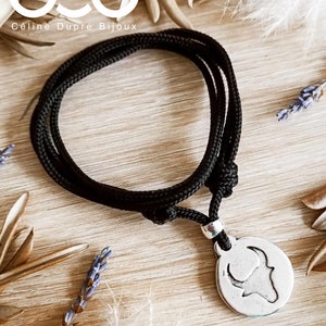 Taurus adjustable necklace - 925 silver finish tinplate - medal and cord of your choice