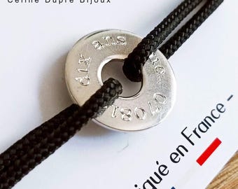 Ring bracelet ø23mm in white iron with Paracord cord ø3mm - size and color of your choice