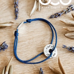 Carpe Diem Armband - Ring ø16mm in 925 Silberfinish Zinn + Kordel