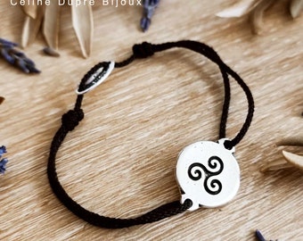 Triskel Breton bracelet - silver finish 10 microns - 16mm color of your choice