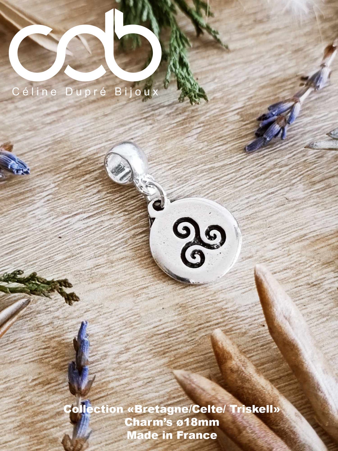 Buy Charm's Breton Triskell or Celtic Triangle for ø16mm Bracelet White  Iron 925 Silver Finish Model of Your Choice Online in India - Main Image