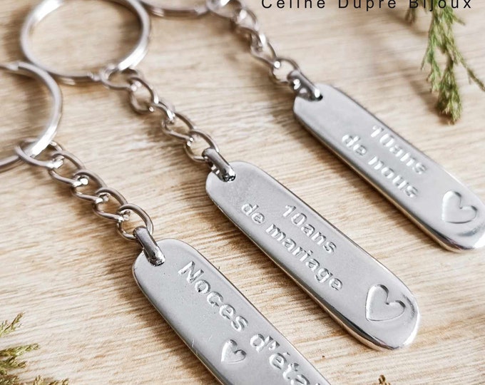 Raw tinplate key ring - Rectangle medal alone or with ring - 1 medal