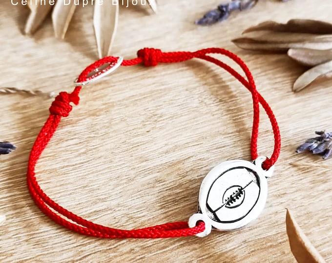 Adjustable Rugby Bracelet - 925 silver finish - cord of your choice
