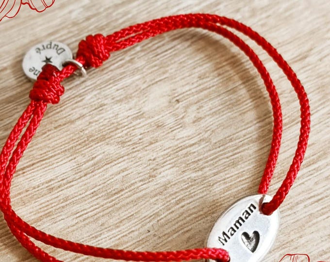 "Mom + heart" bracelet - 8x14mm - size and color of your choice