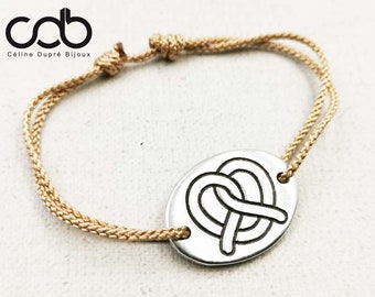 Adjustable bracelet "Pretzel/Alsace" tinplate finish 925 silver - Oval 18x25mm