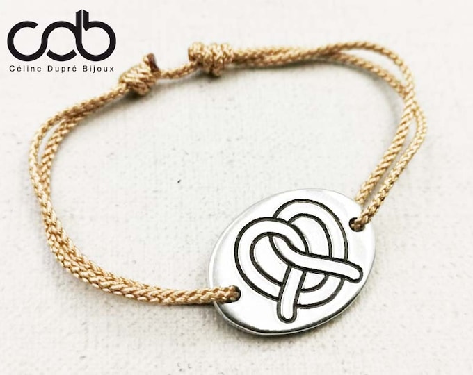 Adjustable bracelet "Pretzel/Alsace" tinplate finish 925 silver - Oval 18x25mm