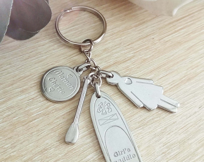 Key ring - "Paddle...." - in customizable raw tinplate to offer moms, grannies, mistresses etc sports