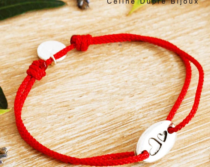 Bracelet "2 small hearts" - size and color of your choice - Silver finish
