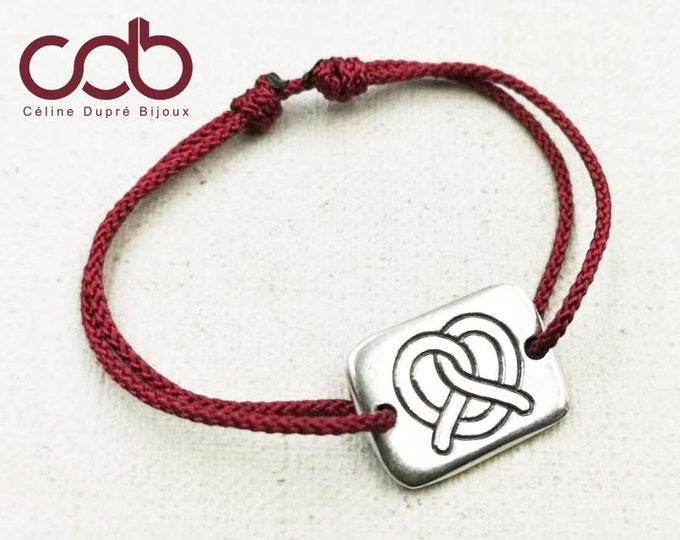 Bretzel/Alsace Bracelet - tinplate 925 silver finish - Rectangle 15X20mm