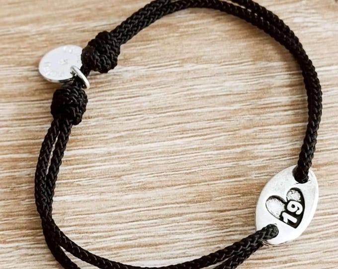 Bracelet 19 with heart (Creton wedding) - tin plate with silver finish - Oval 9x15mm